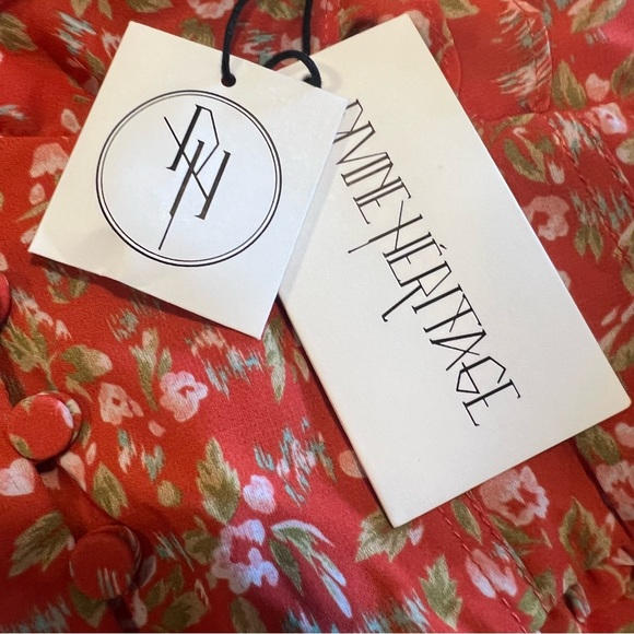 DEVINE HERITAGE NWT Short Sleeve Ruffle Dress in Strawberry Ditzy Floral - Picture 8 of 8